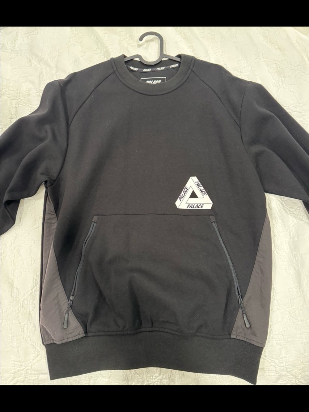 PALACE Black Crewneck Sweatshirt with White Triangle Logo